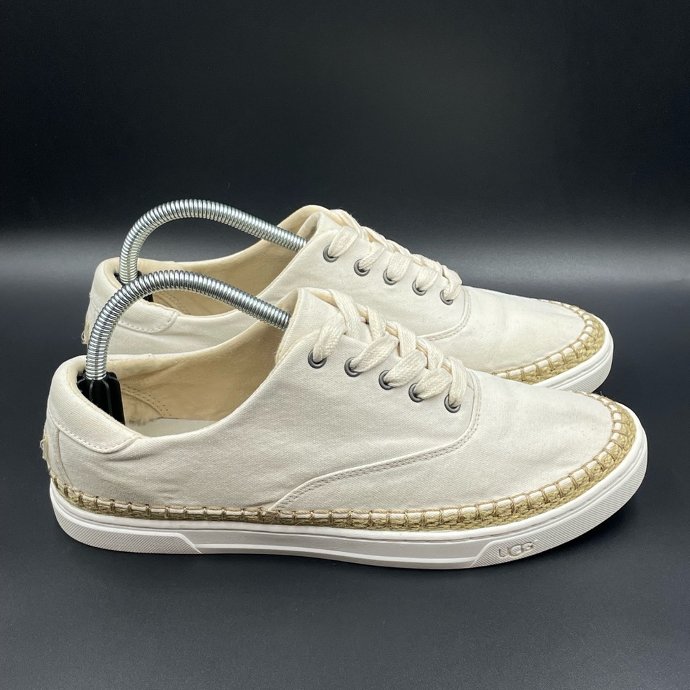 UGG Women's White Canvas Lace-Up Espadrille Sneaker